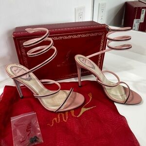 Authentic Rene Caovilla Pink Spiral Strap Sandals